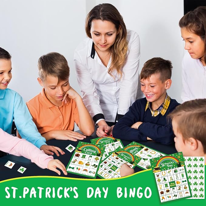 St Patrick's Day Bingo Games Cards for Adult Boy Girl, 24 Players St Patrick's Day Party Bingo Games Irish Shamrock Bingo Cards for Saint Patrick's Day Family School Classroom Activities