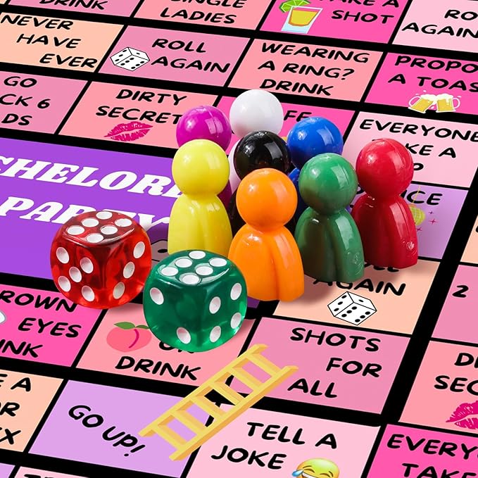 Bachelorette Party Drinking Games for Adults, Rubber Mat Drinking Board Game, Funny Party Interactive Drinking Games for Girls Night, Bachelorette Party, Age 21+, 2-8 Players