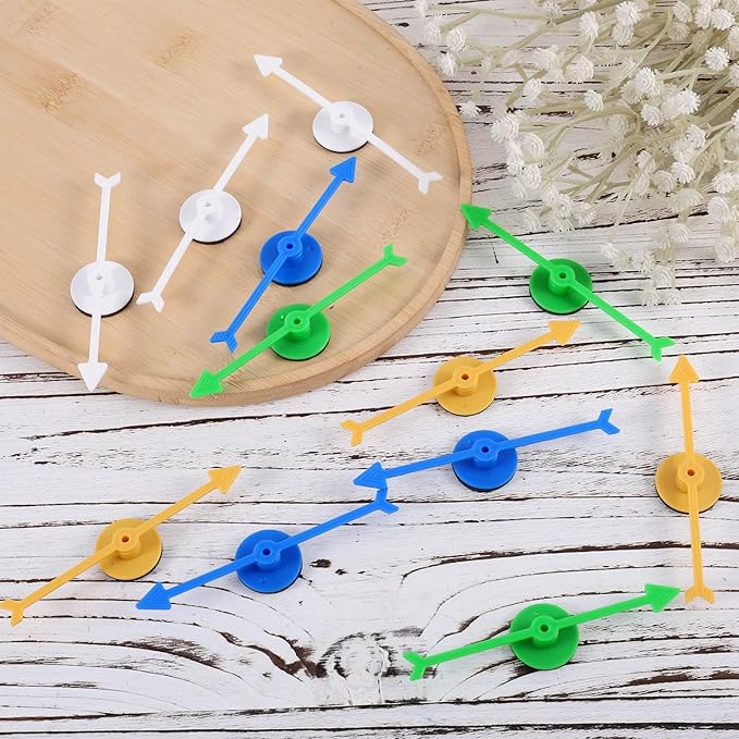 12pcs Arrow Game Spinners, 4 Colors Plastic Spinner Game Pointer Accessories Magnetic Spinners for Classroom Board Game Spinners for Activities DIY Projects (Green, Yellow, White, Blue)