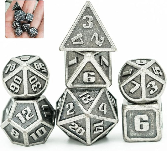 UDIXI Mini Dice DND Metal Dice Set, 10mm Tiny Small Metal D&D Polyhedral Dice Set for Dungeons and Dragons Role Playing Games (Silver)