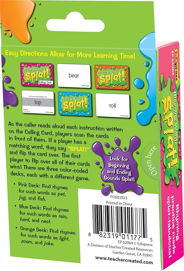Teacher Created Resources Rhyming Words Splat Game