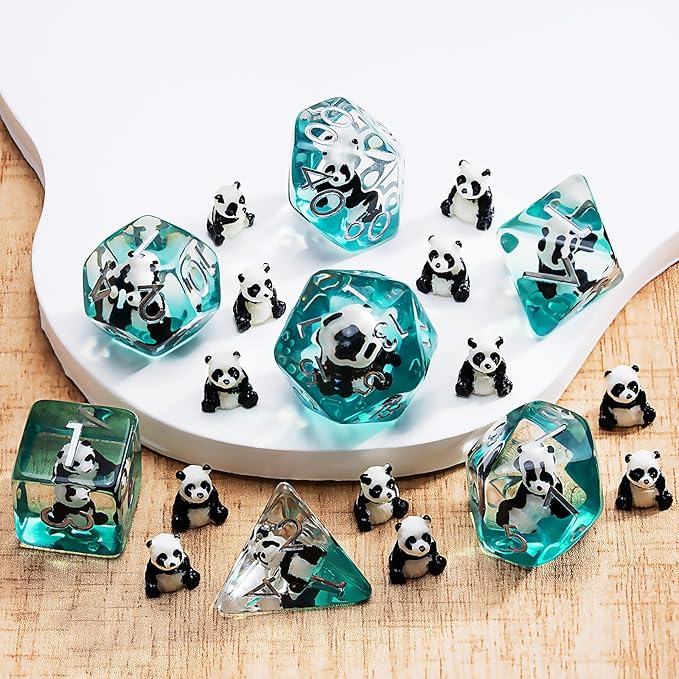 Polyhedral D&D Dice Panda Dice,Resin Panda DND Dice Set for Dungeons and Dragons MTG RPG Board Games