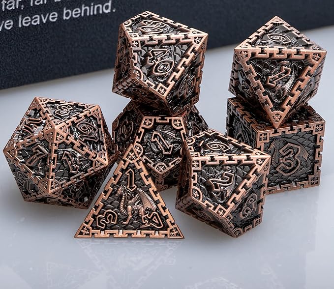 ARUOHHA DND Metal Dice Set with Gift Box, Role Playing Game 6 Sided Polyhedra Dice Set for RPG Board Games, D and D Dice D20 D12 D10 D8 D6 D4