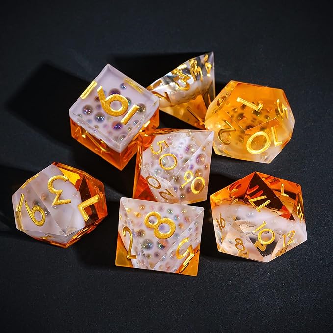 7PCS Beer Dice Set,Handmade Sharp Edge Dice Set D&D RPG Polyhedral Die,for Dungeons and Dragons TTRPG Games Roleplaying Games Pathfinder,with Gift Box.