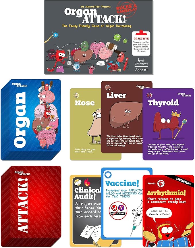The Awkward Yeti Organ Attack! Card Game, A Family Fun Game for Kids and Adults - Funny Playing Cards for GameNights with Family of Kids and Teens | Ages 8+