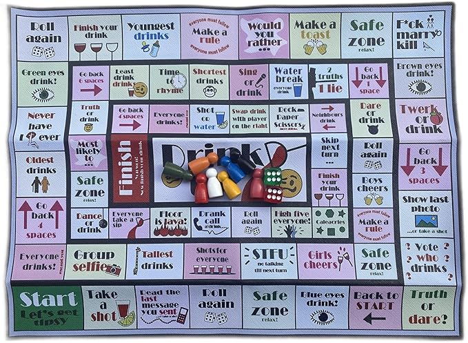 Drinking Board Games for Adults Tipsy Drinking Game Land Funny Party Interactive for Game Night, Birthday, Family Play or Any Occasion (Age 21+)