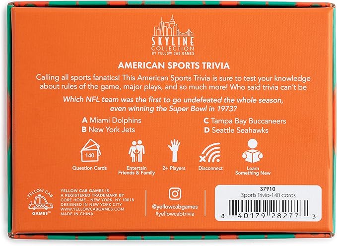 Skyline Collection Trivia Set - American Sports Trivia, 140 Question Cards - Game Night Entertainment for Families & Friends
