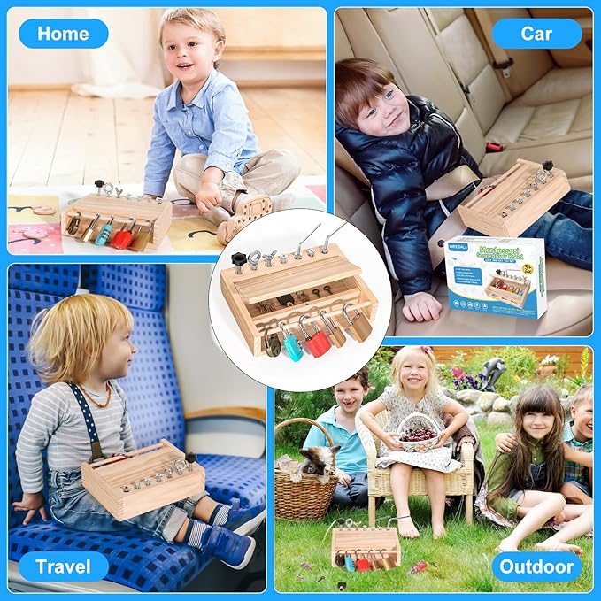Montessori Screwdriver Board Set-Lock and Key Toy,Montessori Toys for 3 4 5 Year Old,Kids Tool Set,Preschool Learning Sensory - Fine Motor Skills - STEM Toys