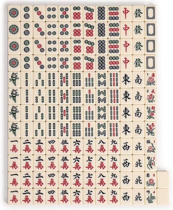 Yellow Mountain Imports Chinese Mahjong Set, Classic Ivory with 146 Ivory Colored Small Tiles, Vinyl Case, Wind Indicator and Dice - for Chinese Style Gameplay Only [經典象牙」中國麻將]