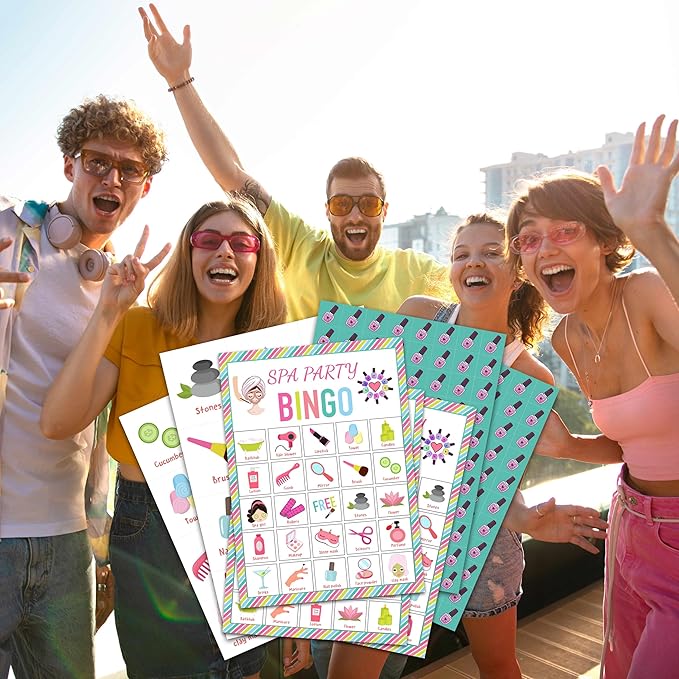 Spa Bingo Card Game for Adults - 24 Players Sleepover Party Supplies, Favors & Decorations