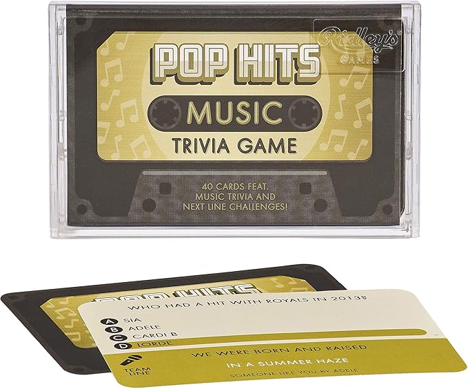 Ridley’s Pop Music Trivia Card Game – Quiz Game for Adults and Kids – 2+ Players – Includes 40 Cards with Unique Questions – Fun Family Game – Makes a Great Gift