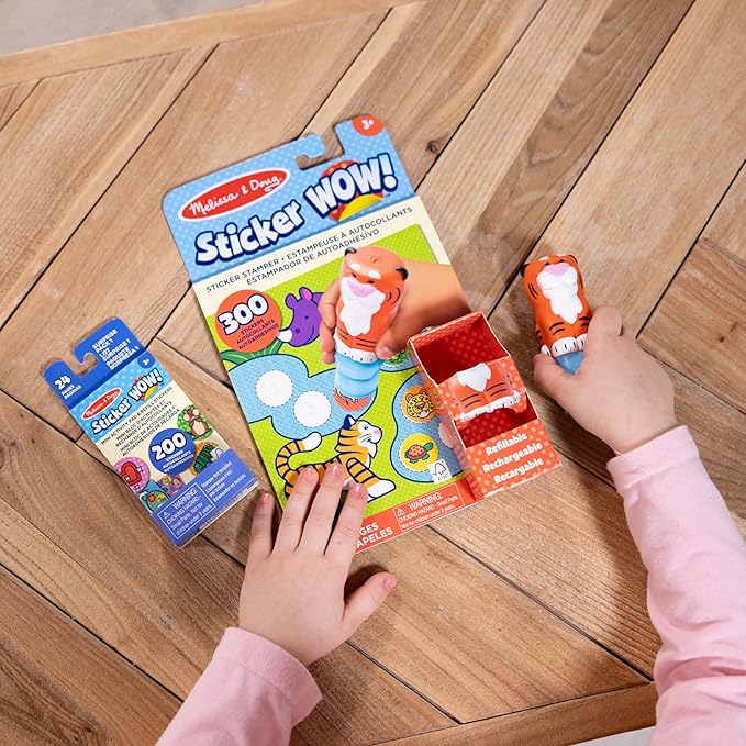 Melissa & Doug Sticker Wow!™ Tiger Bundle: 24-Page Activity Pad, Sticker Stamper, 500 Stickers, Arts and Crafts Fidget Toy Collectible Character
