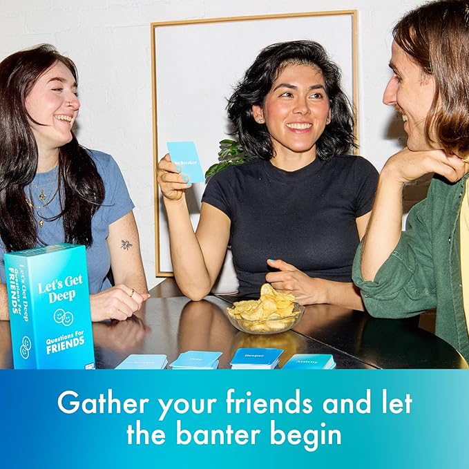 Let's Get Deep: Friends Edition by Relatable, Fun Group Card Game for Christmas Games, Perfect Friendsmas Christmas Party Games, Includes 400 Question Cards, Three Increasingly Personal Levels