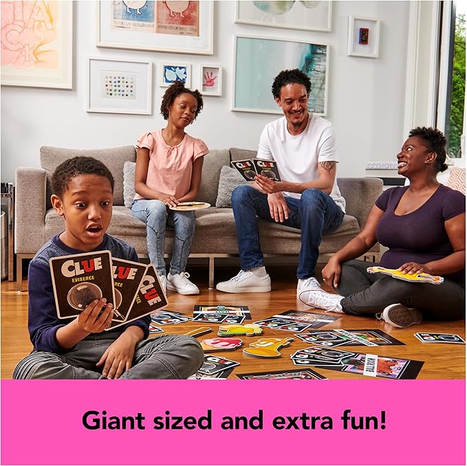 Spin Master Games, Clue Giant Edition, Family Game for Indoor & Outdoor Fun with Big Oversized Board, for Family and Kids, 2-4 Players, Ages 6 & Up
