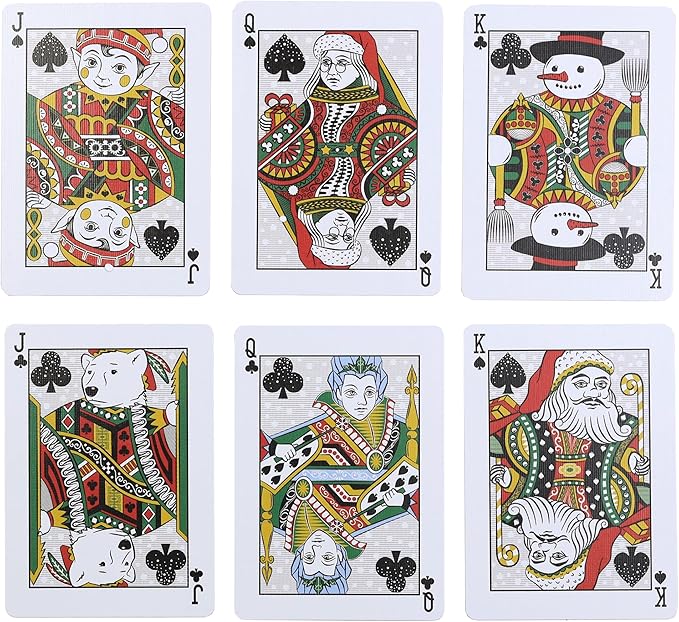 Holiday-Themed Snowman Bicycle Playing Cards Set of Decks - Winter Carnival Red & Green for Christmas Card Games & Festive Poker Nights