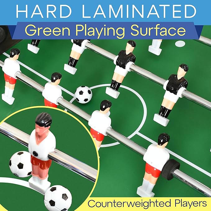 SereneLife Competition Sized Foosball Table, Full Size 48in Portable Soccer with Ball for Home, Arcade Game Room, Board Game for Indoor or Outdoor, Family Game Night, Perfect for Kids and Adults