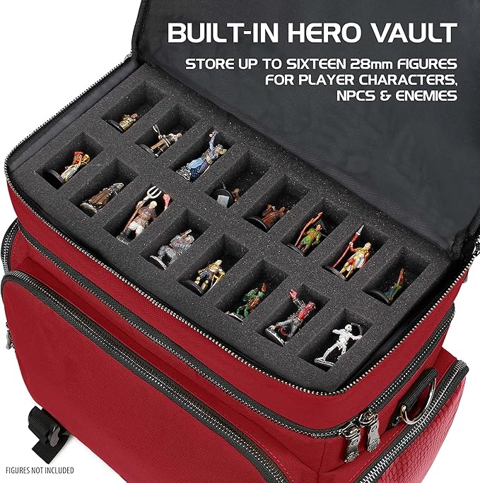 ENHANCE Travel Bag for DND Collector's Edition, Bag Compatible with Dungeons and Dragons, Battle Mat Holder, Dice Pockets and Accessories, Carry 4-8 Books (Red Dragon)