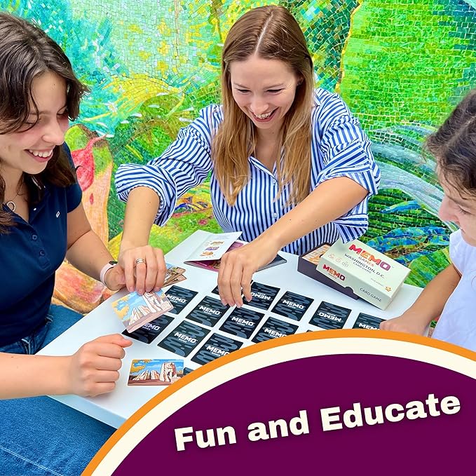 Memory Matching Card Game - Washington, D.C. Landmarks – Fun & Educational Family Concentration Game for Teens, Adults & Seniors – Travel Pack