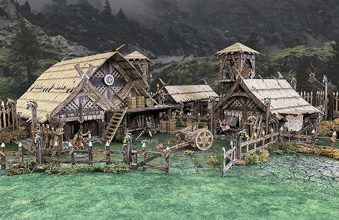 Battle Systems Fantasy Terrain Northern Settlement Core Set - 28-35mm DND D&D RPG Wargames Historical/Fantasy Card Scenery