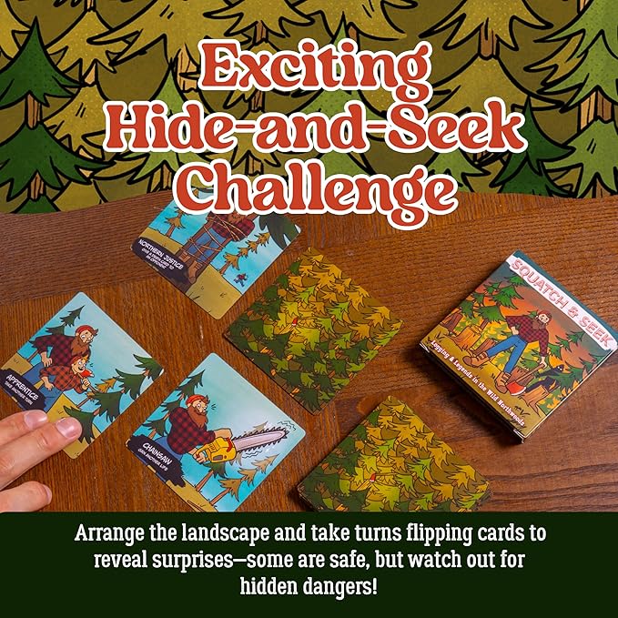 Prolific Games Squatch & Seek – A Hilarious Combat Memory Card Game of Lumberjacks and Sasquatch – Fun for Families & Game Nights – Fast-Paced Strategy for Ages 8+