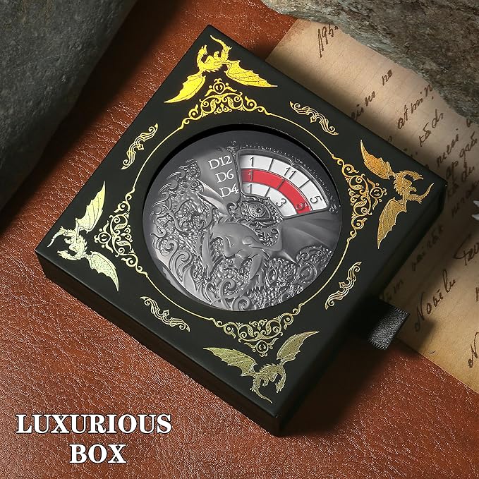 DND Spinner Dice DNDND 7-in-1 Spinner Metal D&D Dice Set with Gorgeous Gift Box for Dungeons and Dragon and Rolling Game(Black with Red)