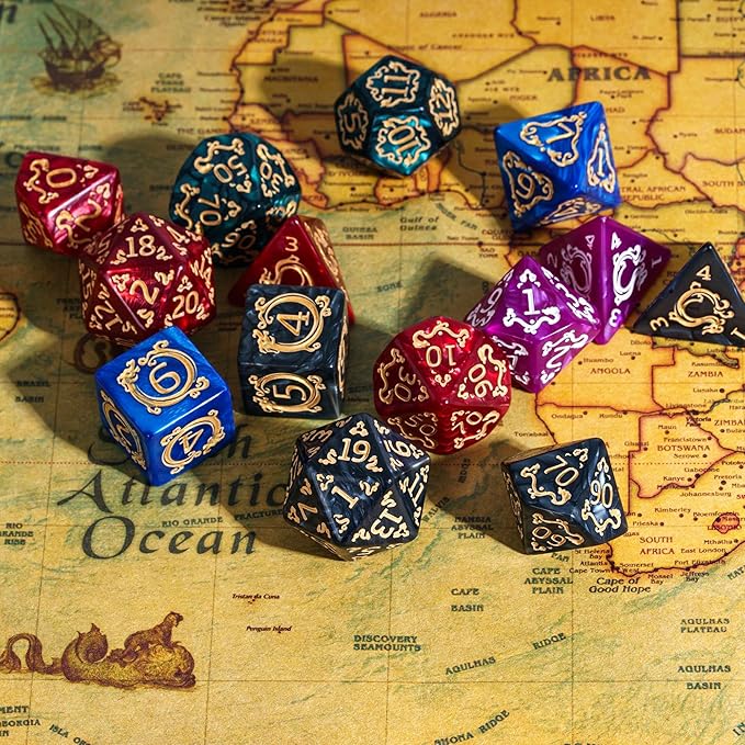 5 Sets/35PCS DND Dice Set Dragon Pattern Polyhedral Dice Set with Leather Bag D&D Dice Set for Dungeons and Dragons RPG MTG Table Games