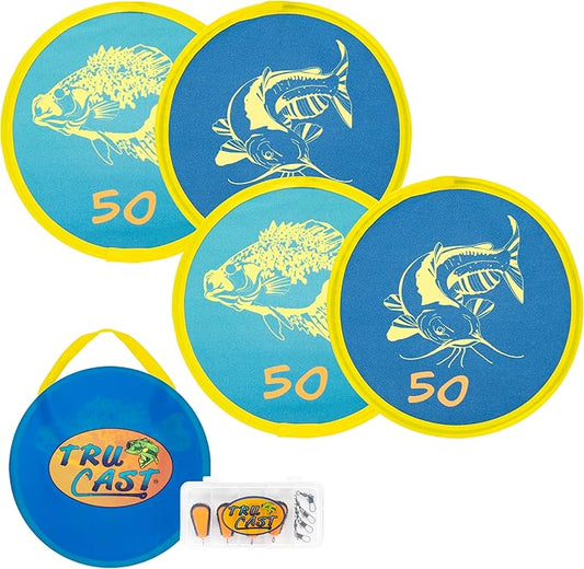 TruCast Fishing Game, Lightweight and Portable Kids Fishing Game with 4 Foldable Fish Targets, Kids Fishing Rod, Easy to Set Up, Perfect for Backyard Parties, Camping Trips, Beach Vacations