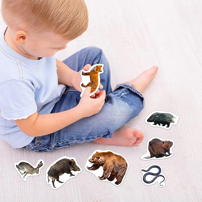 20 Fridge Magnets for Toddlers - Forest Photo Kids Magnets for Fridge - Toddler Magnets for Refrigerator - Magnetic Animals - Fridge Magnets for Kids - Animal Magnets - Toddler Fridge Magnets