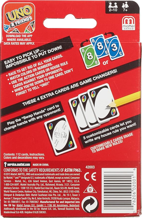 Mattel Games UNO Family Card Game, with 112 Cards in a Sturdy Storage Tin, Travel-Friendly, Makes a Great Toy for 7 Year Olds and Up