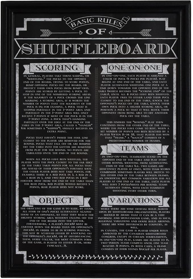 Hathaway Shuffleboard Game Rules Wall Art, Black