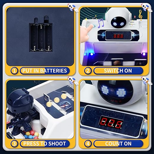 Joyrapt Space Fortress Shooting Games with Digital LED Score Board(Mini), Handheld Pinball Shooting Machine with Lights & Music, Christmas Toys Birthday Gifts for Kids Boys&Girls (Robot)