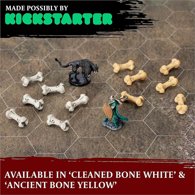 D6 Dice Set - Set of Six 6 Sided Dice - Skull & Bone Themed RPG Dice. Cool & Unique Gift and Compatible with Dungeons & Dragons (DND), D&D, Pathfinder, D and D. (Cleaned Bone White)