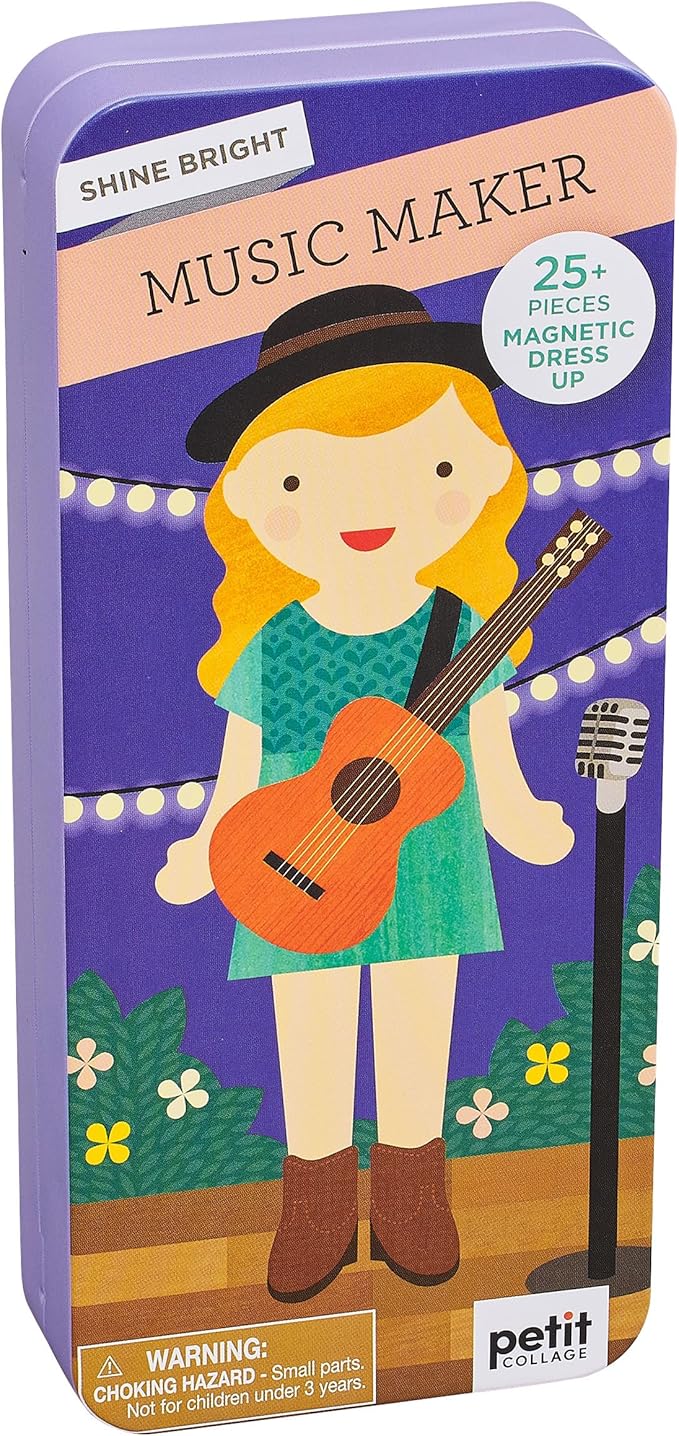 Petit Collage Magnetic Dress Up, Music Maker – Magnetic Game Board with Mix and Match Magnetic Pieces, Ideal for Ages 3+ – Includes 2 Scenes and 25 Creative Magnetic Pieces, Medium