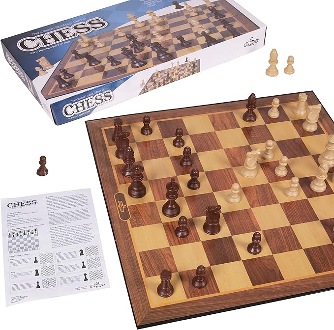 Silly Goose Chess Game, Cardboard Folding Chess Set with Plastic Chess Pieces, Board Games