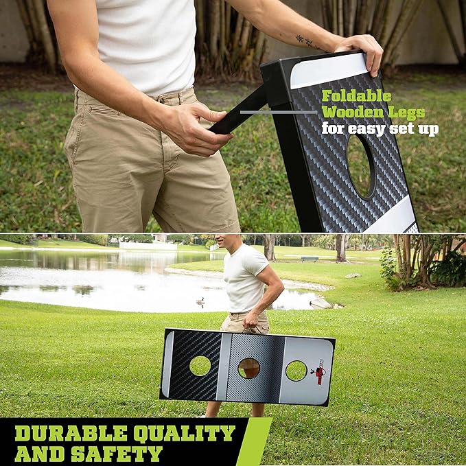 Backyard Hero 2-in-1 Cornhole Toss and Washer Toss Game – 48” Tailgate Boards with Bean Bags – Durable, Portable Set for Game Day & Outdoor Fun