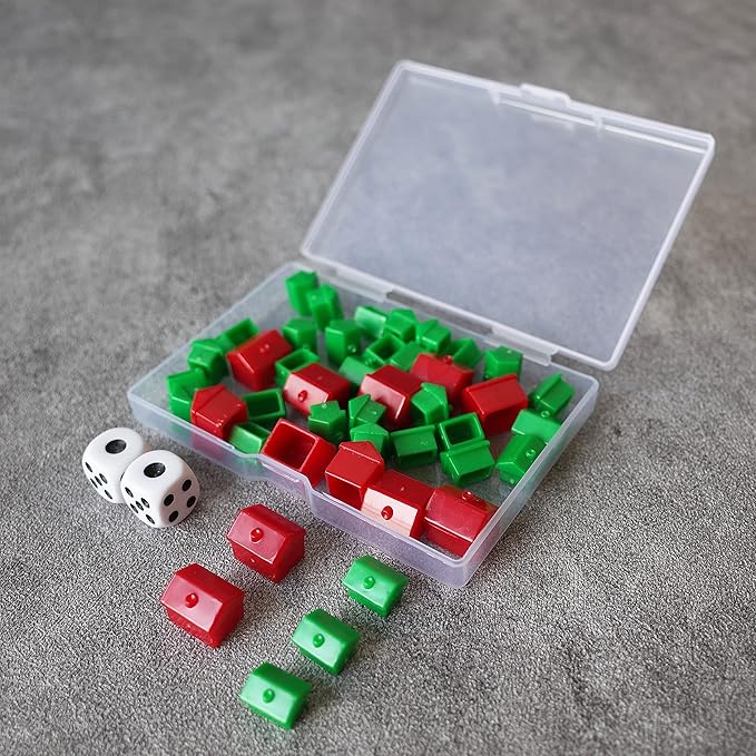 46 Pieces Game Replacement Pieces Games Hotels Houses and Dice, Game Set of Plastic