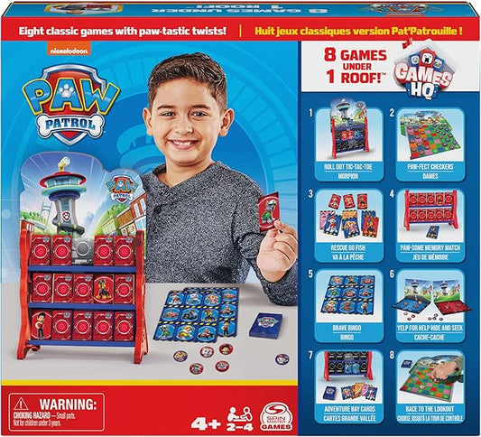 PAW Patrol, Games HQ Board Games for Kids Checkers Tic Tac Toe Memory Match Bingo Go Fish Card Games PAW Patrol Toys, for Preschoolers Ages 4 and up