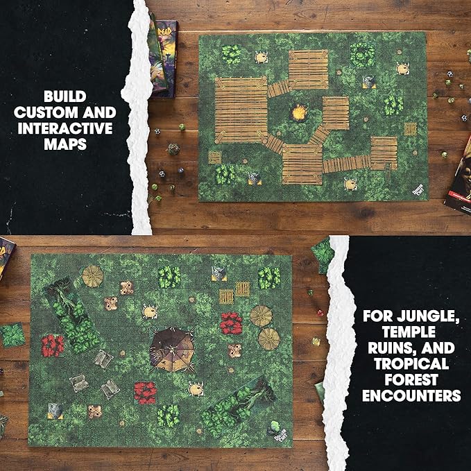 Dungeon Craft Fallen Kingdom DND Map – Double-Sided, Water-Resistant Terrain Set with 1-Inch Grid Overlay – Hundreds of Pieces for Cut, Place & Play