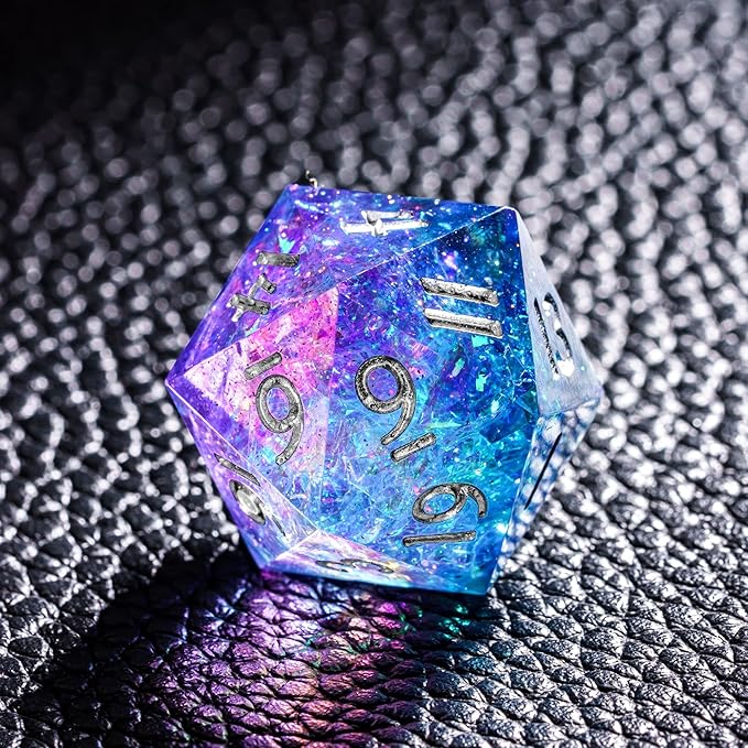 7PCS DND Dice Set,Handmade Sharp Edge Dice Set D&D RPG Polyhedral Die,for Dungeons and Dragons TTRPG Games Roleplaying Games Pathfinder,with Gift Box(Purple and Blue)