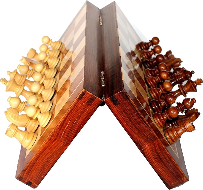 StonKraft Wooden Chess Board Game Set with Wooden Magnetic Chess Pieces (12" X 12" Inches)