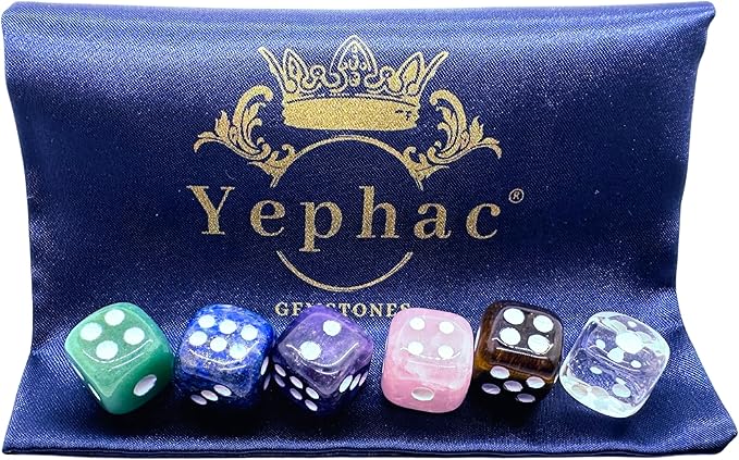 Natural Hand Carved Gemstone Dice Set with 6 Dices