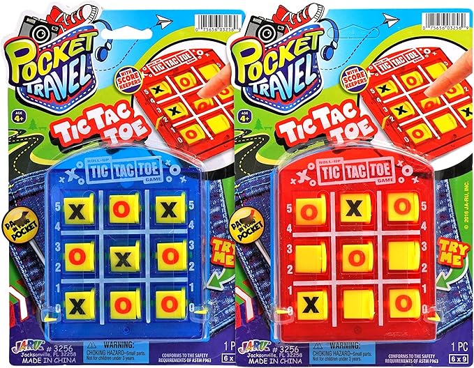 JA-RU Portable Tic Tac Toe (1 Pack) Classic Mini Board Games for Kids. Small Size Travel Games.Bulk Birthday Party Favor Stocking Stuffer. 3256-1A