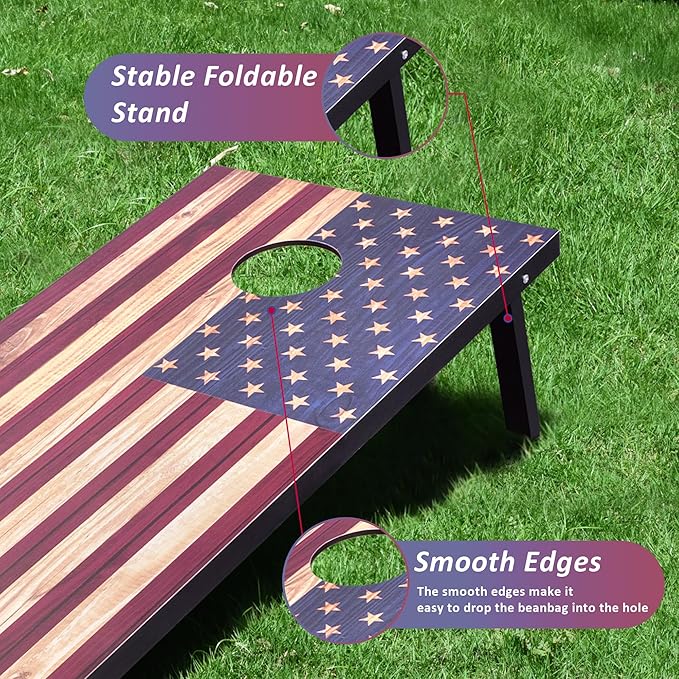 Cornhole Set, Tailgate/Regulation Size Cornhole Boards with 8 Bean Bags and Carrying Case, 3x2/4x2 Corn Hole Outdoor Game Toss Board for Adults Outside Activities