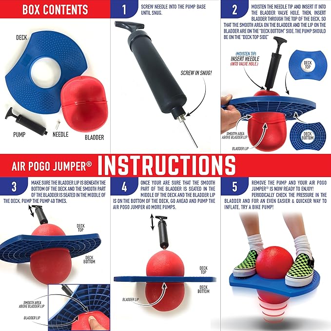 Geospace Original LED AIR POGO Jumper Deluxe with Motion-Activated Lights, Indoor or Outdoor Trick Bounce Board for Boys, Girls, Teens Ages 6+ or up to 160 lbs, Pump Included (Purple/Green)