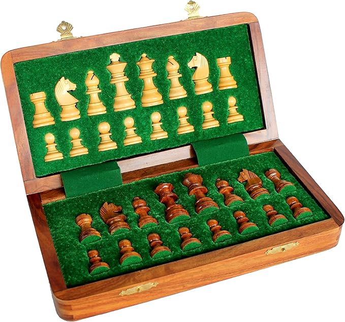 StonKraft Wooden Chess Board Game Set with Wooden Magnetic Chess Pieces (12" X 12" Inches)