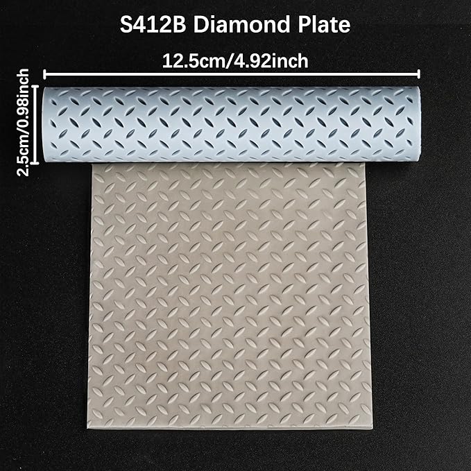 AUSPDICE Texture Roller Collection - High-Detail Gaming Accessories for Tabletop RPGs Like DND Dungeons and Dragons 3D Printed S412B Diamond Plate