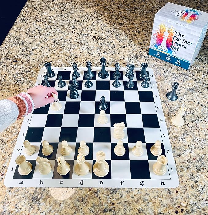MegaChess Staunton Quadruple Weighted Chess Set - 4.1" Kings, 2 Boards, 34 Pieces, 4 lbs, Ages 8+