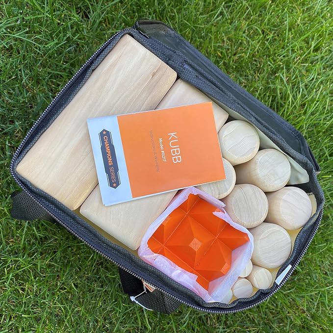 Baden Backyard Champions Kubb Viking Chess Outdoor Toss Game Set with Instructions & Carrying Bag