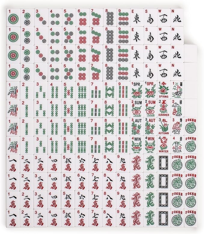 Yellow Mountain Imports American Mahjong Set, Oceana with Heather Teal Soft Case - All-in-One Racks with Pushers, Wright Patterson Scoring Coins, Dice, & Wind Indicator