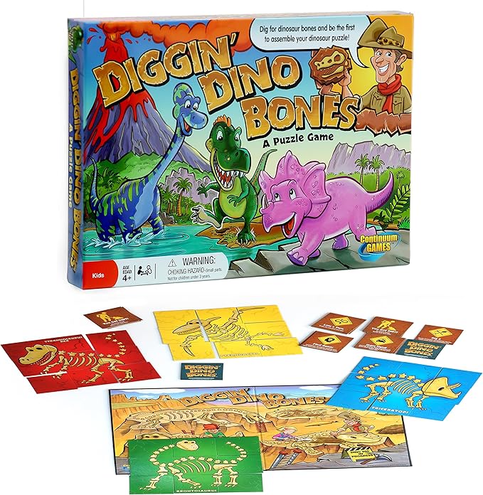 Continuum Games - Digging Dino Bones Board Game, Kids Aged 4 & Up